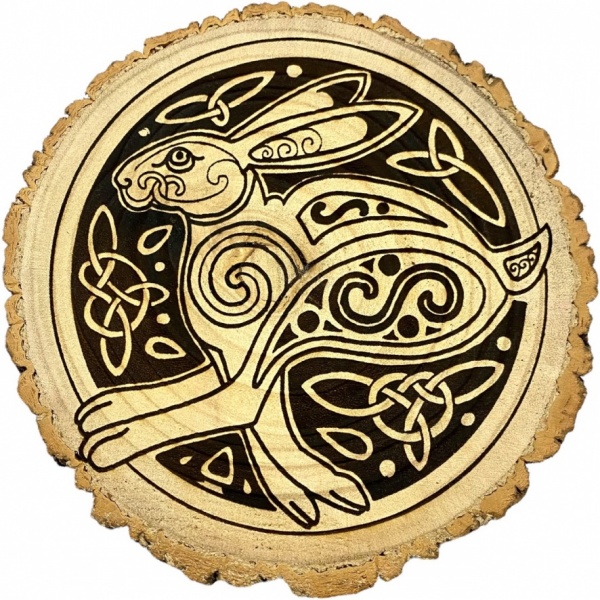 Celtic Hare - Wooden Altar Slice